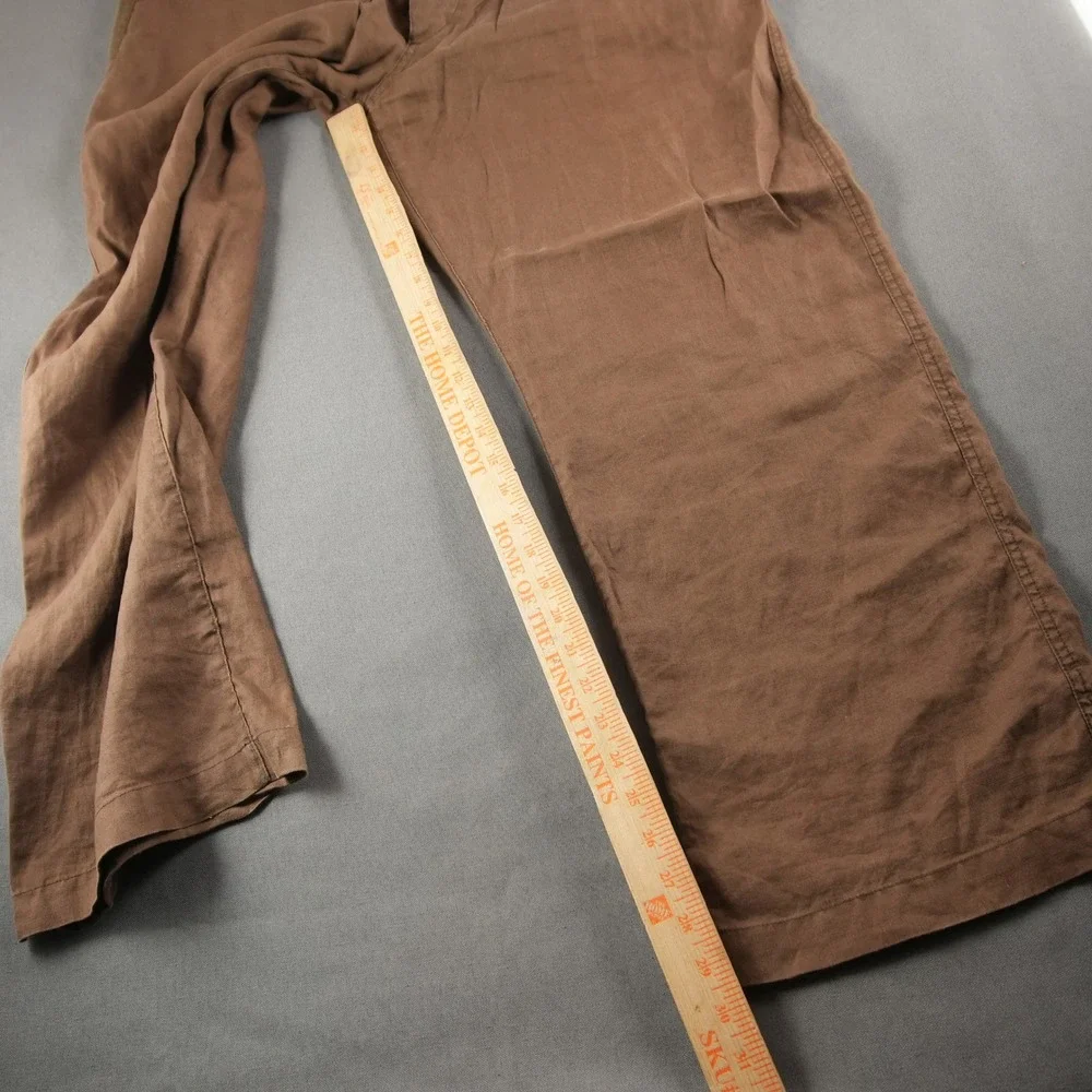 Banana Republic Linen Wide Leg Relaxed Pants Womens 38x30 Brown Trousers